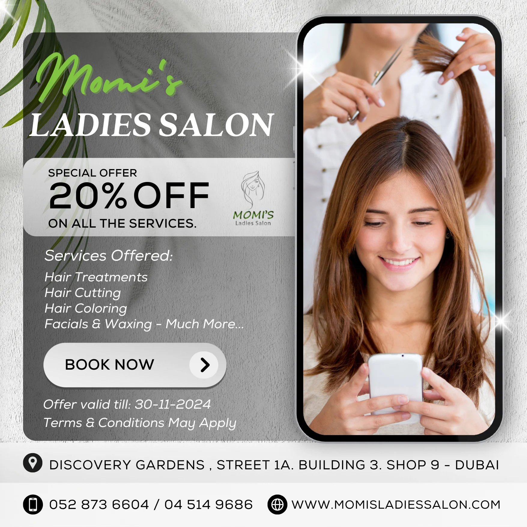 momis salon November offer 2024