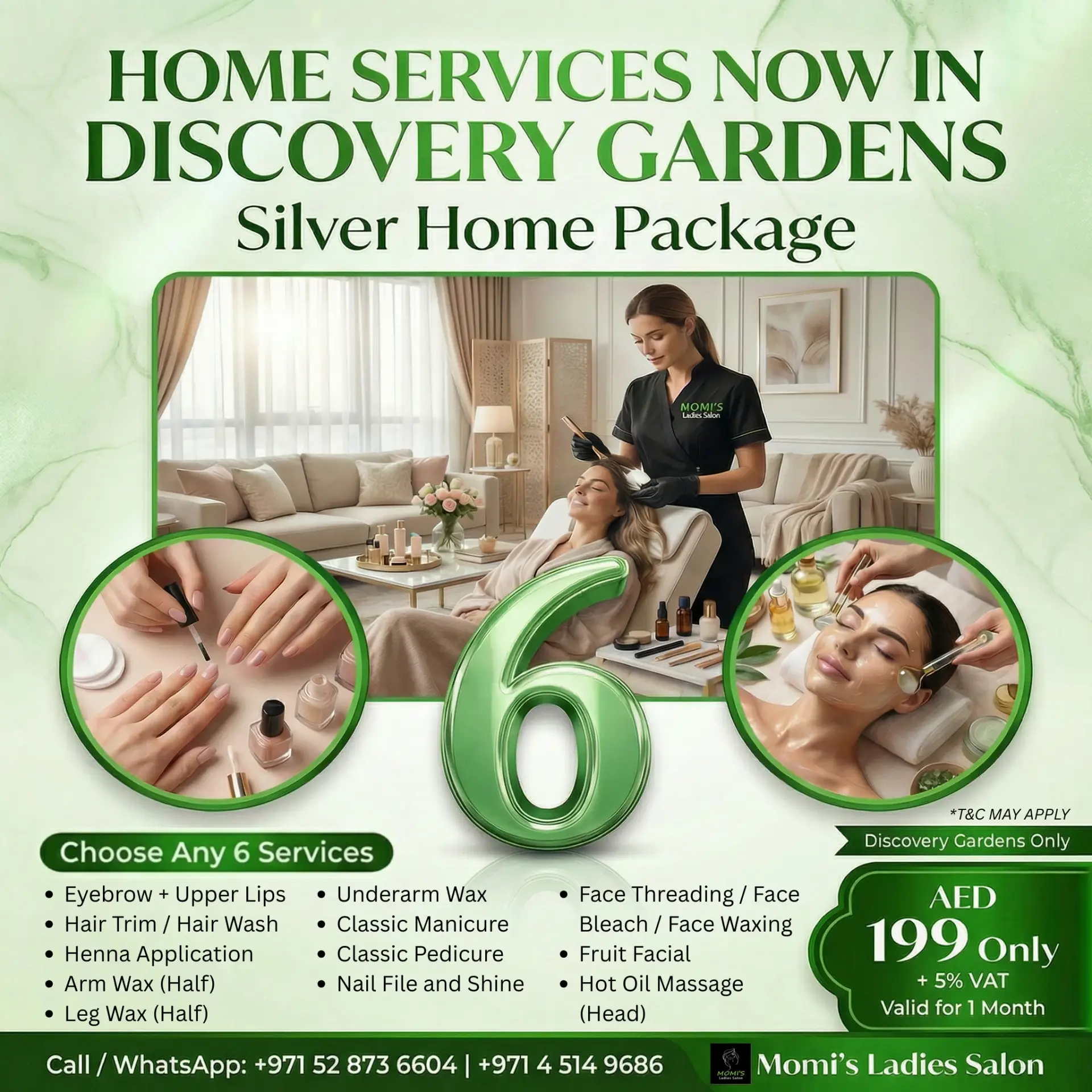 ladies salon home services in discovery gardens dubai