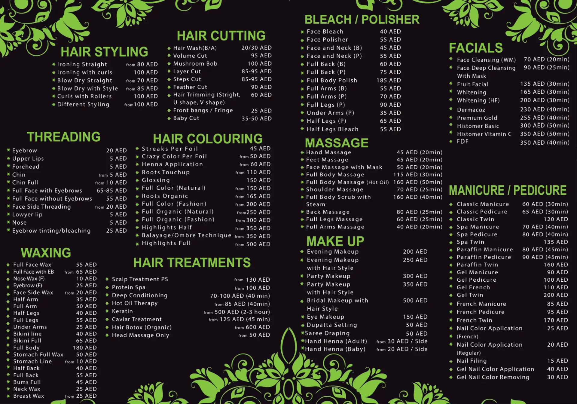 MOMIS LADIES SALON PRICE LIST 2026 - Best Beauty Salon in Discovery Gardens Dubai Momis Ladies Salon is one the best salon for haircuts hair treatments spa facials manicure pedicure keratin treatment nails makeup bridal discount packages cheap packages best salon of kids and ladies