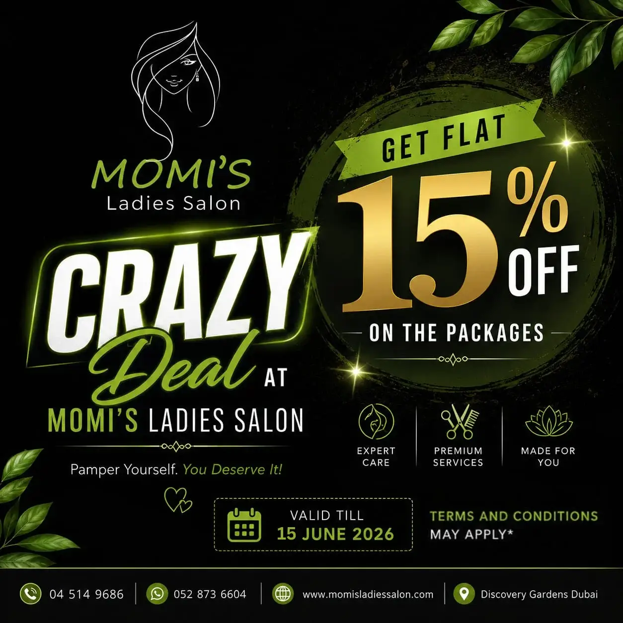 crazy deal june 2026 momis ladies salon in discovery gardens dubai