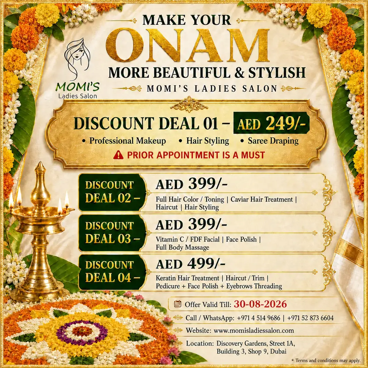Momis ladies salon - discovery gardens dubai best ladies salon - Onam Offers - deals 2026