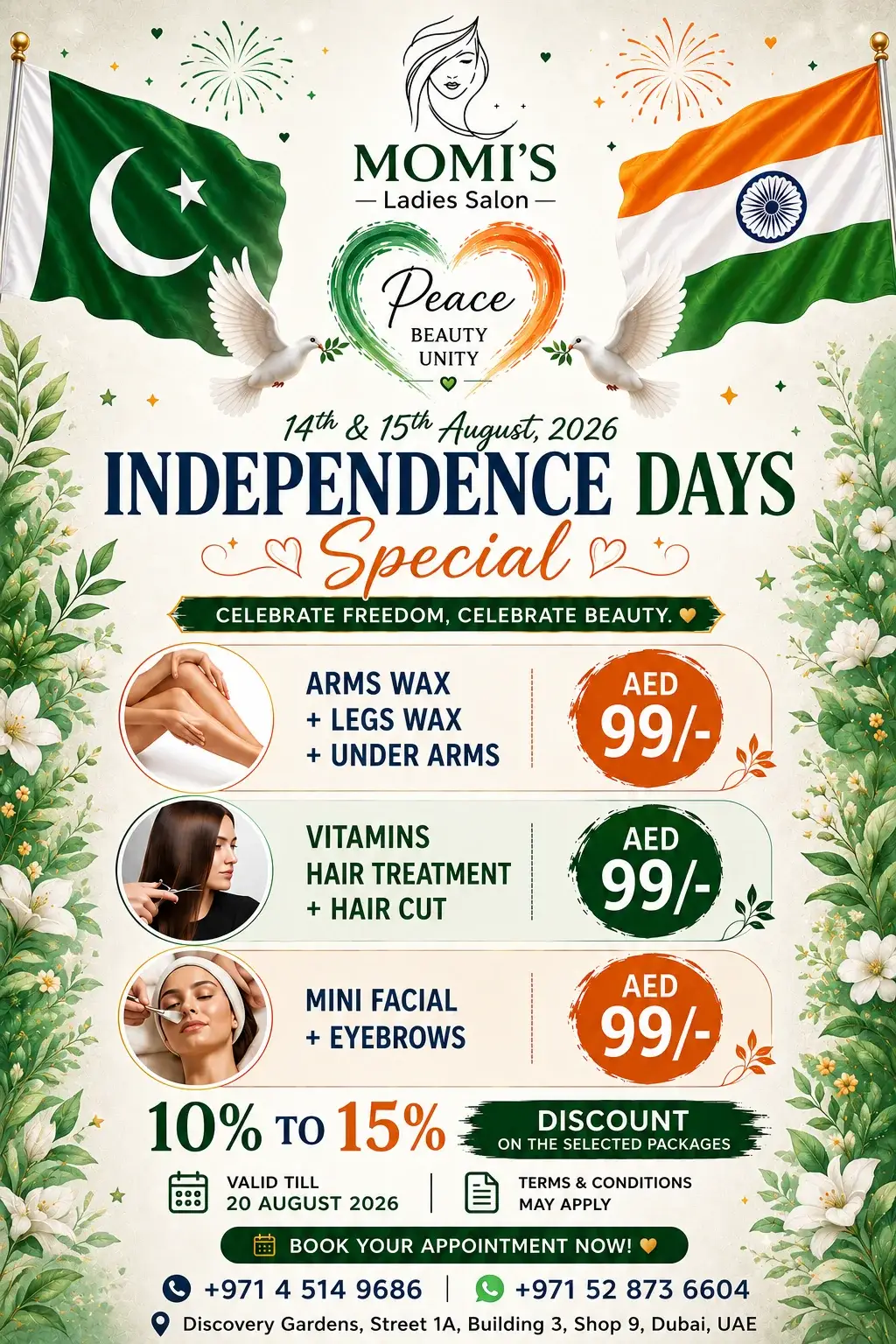 pakistan and india independence day offer at momis ladies salon in discovery gardens 2026 latest offers and deals