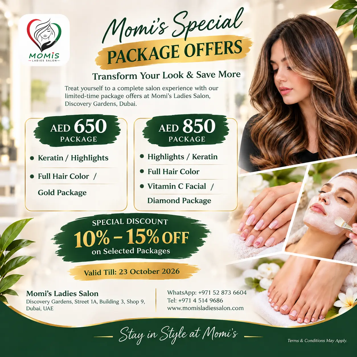 Momis festive offers - deals october 2026 - momis ladies salon in discovery gardens dubai